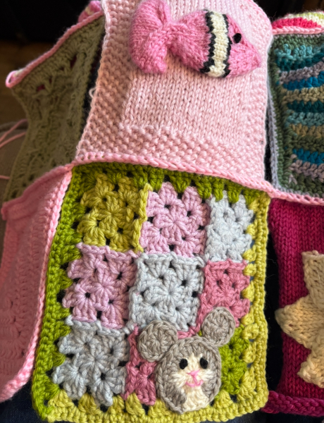 Part 2. Our blanket making for lovely waffle heads into its final stages.