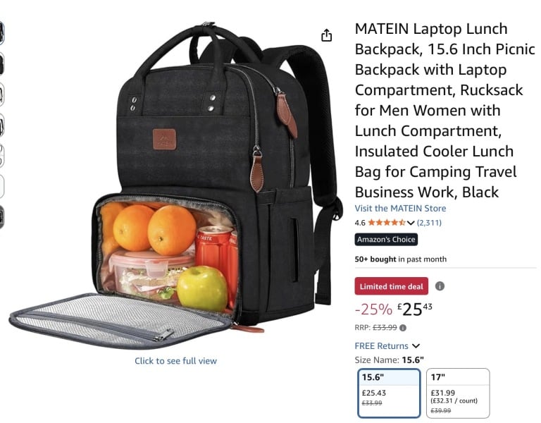 How do you carry lunch to work alongside a full backpack?