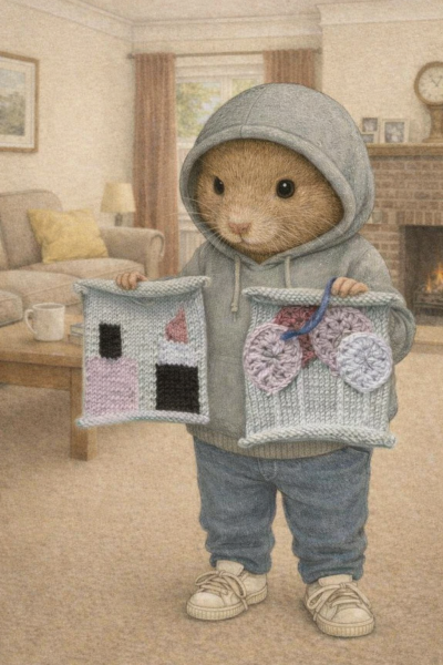 Part 2. Our blanket making for lovely waffle heads into its final stages.