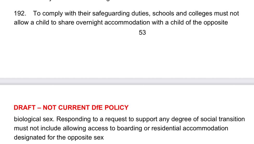 Will primary schools separate changing rooms and dormitories by biological sex?