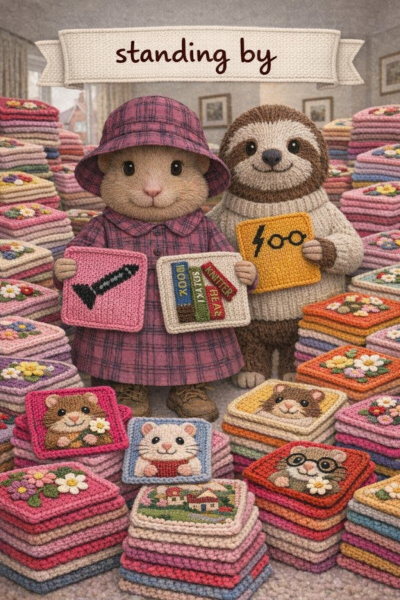 Part 2. Our blanket making for lovely waffle heads into its final stages.