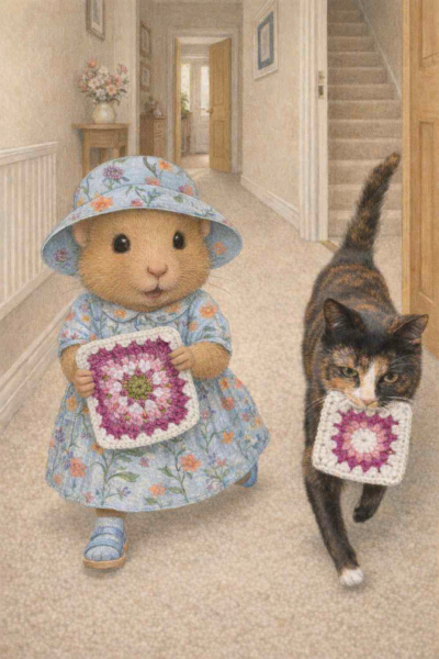 Part 2. Our blanket making for lovely waffle heads into its final stages.