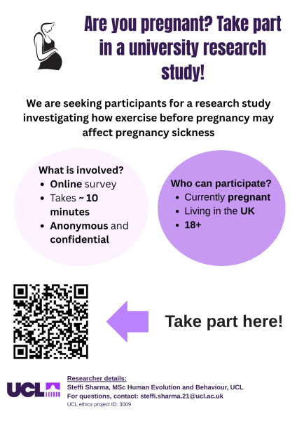 Seeking UK participants for anonymous MSc survey on pregnancy sickness