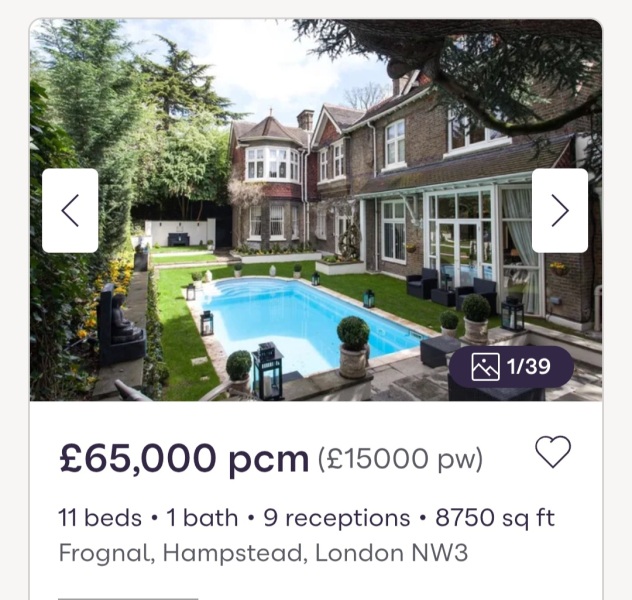 How much is the highest rent within 5 miles of you on Zoopla?