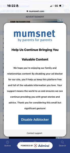 Mumsnet keeps freezing saying ad blocker detected when I’m not using one