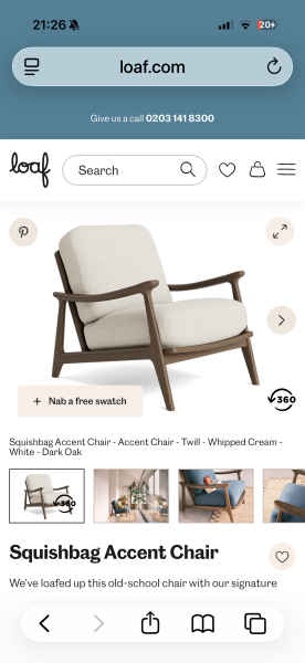 Occasional chair fatigue.  One with a wooden frame.