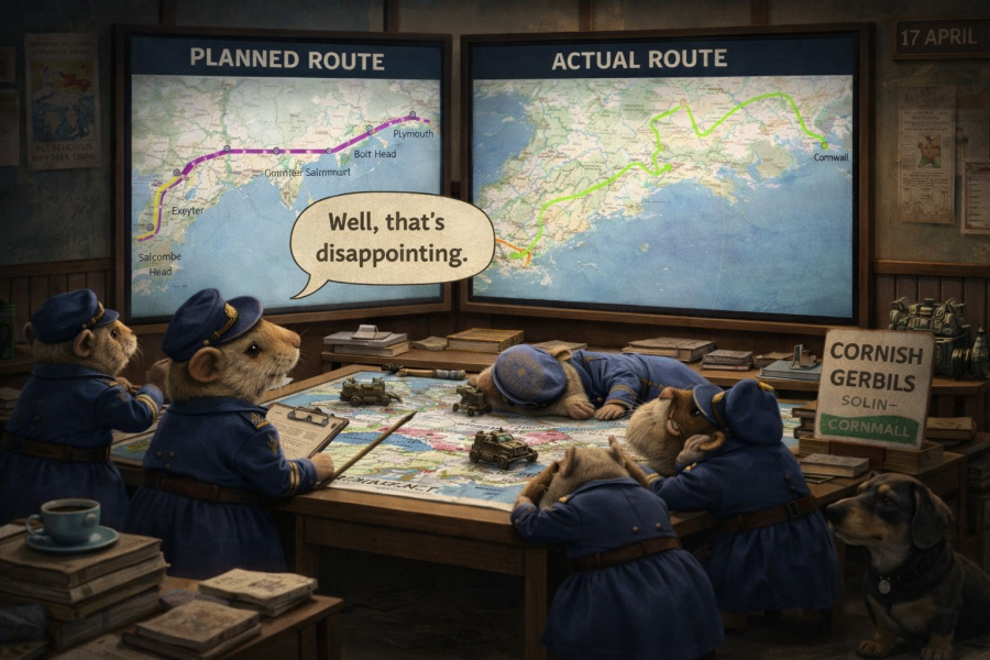 Touchdown at the Newest Bluestocking Inn. Pudding, cups of tea, the vegetable garden coming into its own, and gerbils beautiful gerbils all furry.