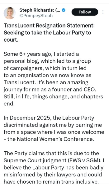 Translucent's Steph Richards to sue the labour party.