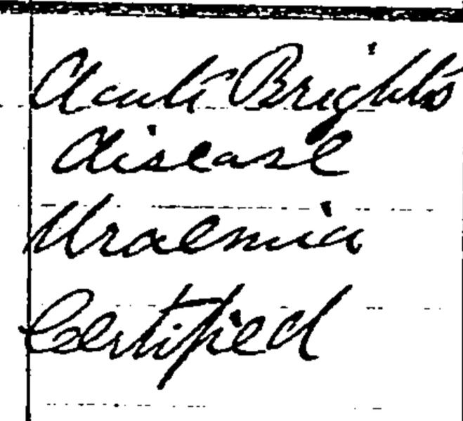 Can anyone help decipher my great grandmother's 1926 cause of death?