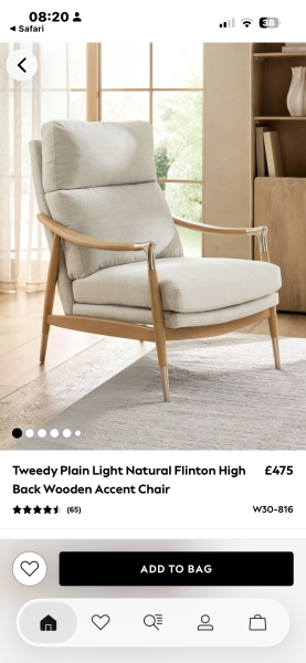 Occasional chair fatigue.  One with a wooden frame.