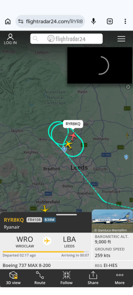 Storm Dave - Flightradar - especially Leeds Bradford.
