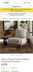 Occasional chair fatigue.  One with a wooden frame.