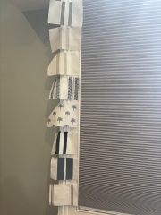 Which blinds would suit a south-facing bedroom with F&B Mizzle walls?