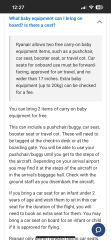 Ryanair car seat allowance for a four-year-old on holiday flights