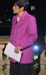 Anyone know where Reeta Chakrabarti's mauve-pink overcoat is from?