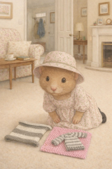 Part 2. Our blanket making for lovely waffle heads into its final stages.