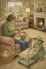 Part 2. Our blanket making for lovely waffle heads into its final stages.