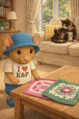 Part 2. Our blanket making for lovely waffle heads into its final stages.