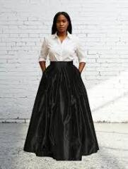 Ideas for a wedding outfit with black skirt and white shirt