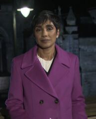Anyone know where Reeta Chakrabarti's mauve-pink overcoat is from?
