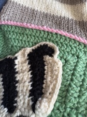 Part 2. Our blanket making for lovely waffle heads into its final stages.