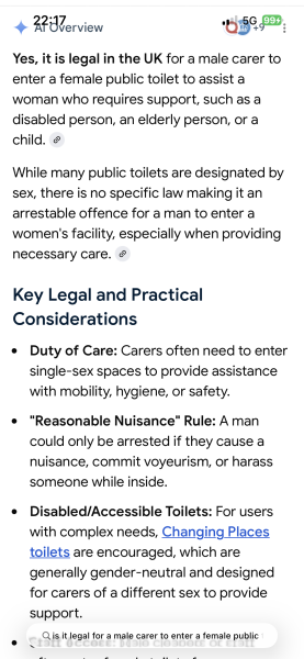 Is it ok for men to be in the ladies loos if they need to assist a disabled wife?