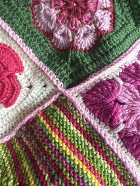 Part 2. Our blanket making for lovely waffle heads into its final stages.
