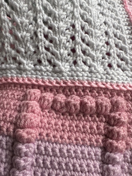 Part 2. Our blanket making for lovely waffle heads into its final stages.