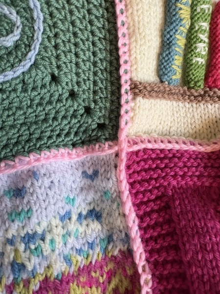 Part 2. Our blanket making for lovely waffle heads into its final stages.