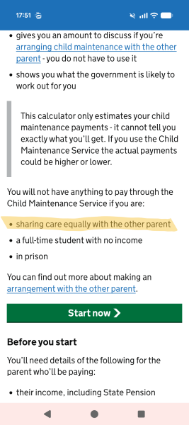 CMS payments with 50/50 shared care for kids