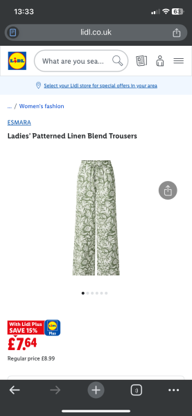 Desperately seeking the leaf green trousers Lidl middle isle any left ? Size 14 ish