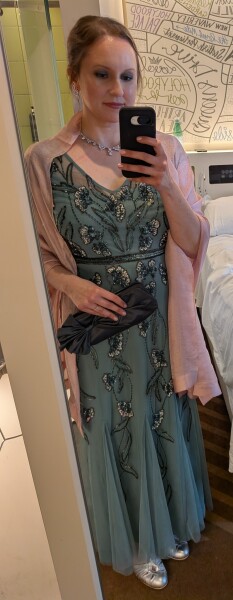 How would you style this dress for an evening reception?