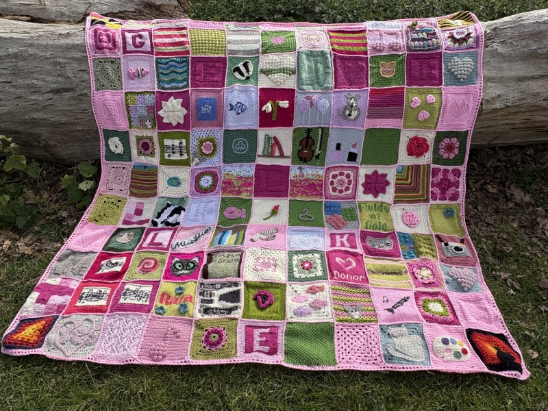 Part 2. Our blanket making for lovely waffle heads into its final stages.