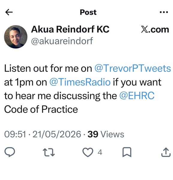 So it seems likely the EHRC guidance will be issued tomorrow Thursday 21st May …