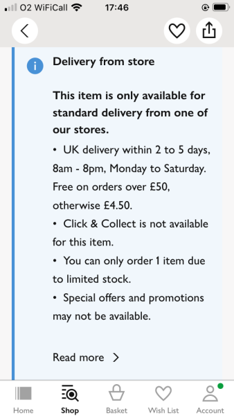John Lewis - Express Checkout only !