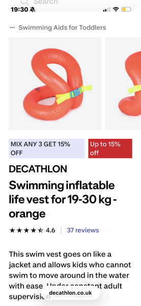Swimming aid ideas for teen with epilepsy who cannot swim on holiday