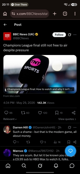 To as a connected mumsnetter to lobby the govt to make The Champions League Final free to view for all UK citizens?