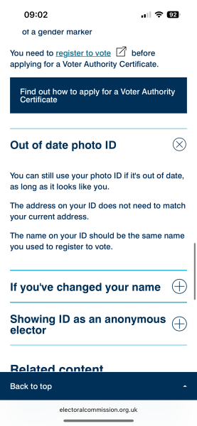 Expired passport not ok to vote