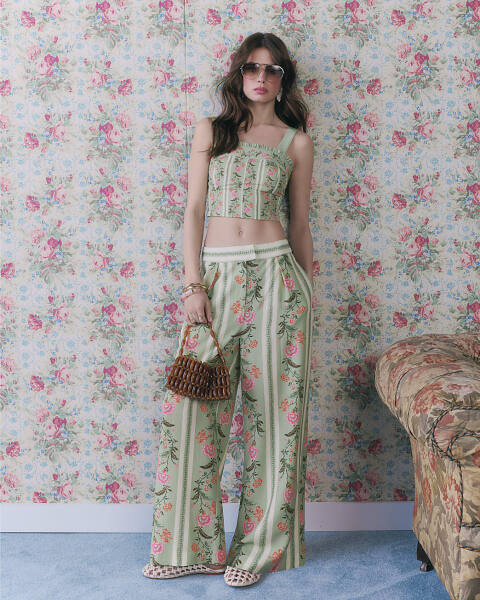 Where can I find a flowing two-piece trouser set on the high street?