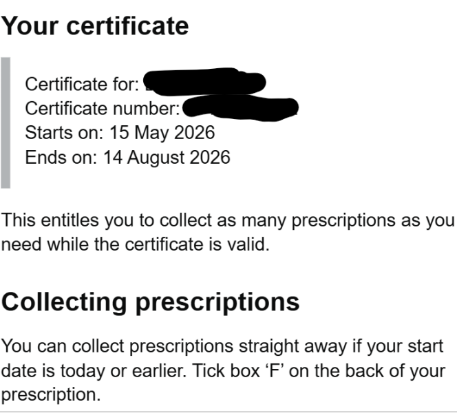 Really panicking and spiralling about expired prescription certificate