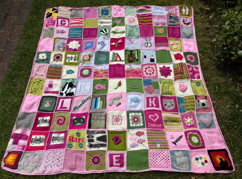 Part 2. Our blanket making for lovely waffle heads into its final stages.