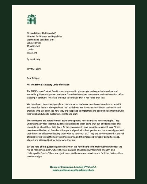 Ed Davey says the EHRC code has failed in its objective and calls for post legislative scrutiny of the GRA & EA. Presumably to legally allow blokes in the ladies.