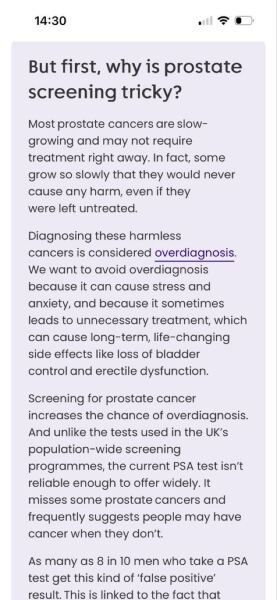 Oncologists aren't being mean when recommending not using mass screen on g for prostate cancer....