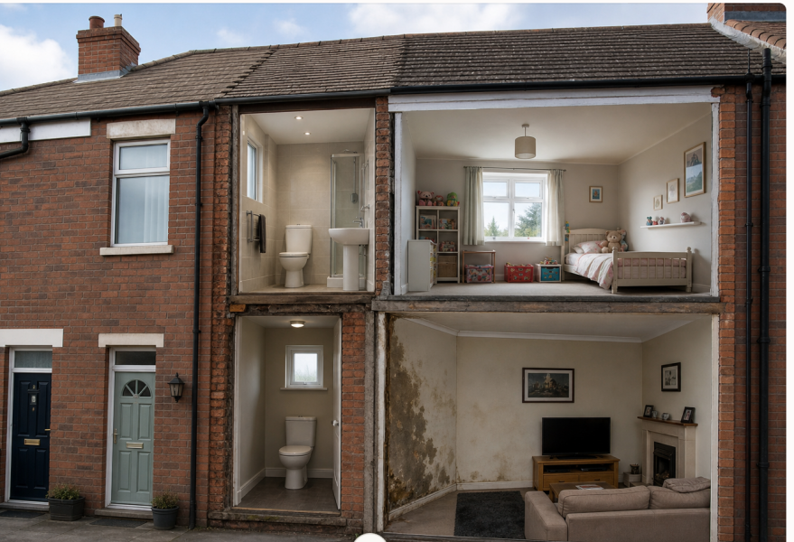 Water leak in terraced house
