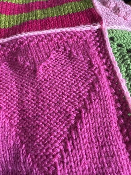 Part 2. Our blanket making for lovely waffle heads into its final stages.