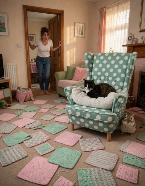 Part 2. Our blanket making for lovely waffle heads into its final stages.