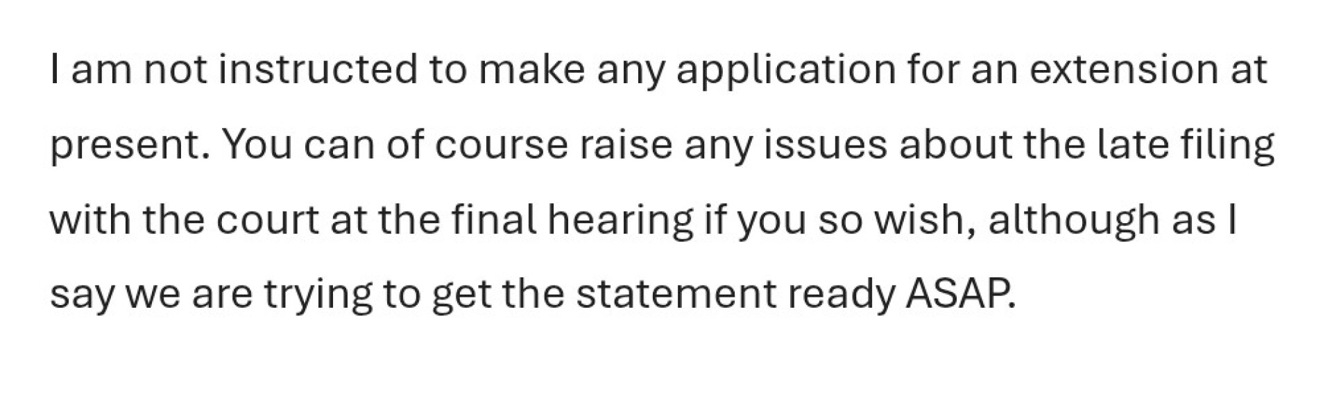 Ex missed family court statement deadline, what should I do now?