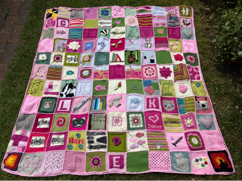 Part 2. Our blanket making for lovely waffle heads into its final stages.