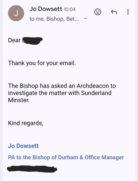 Sunderland Minster refusing to comply with Supreme Court ruling