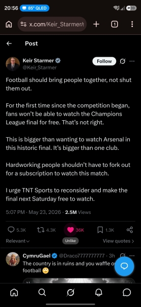 To as a connected mumsnetter to lobby the govt to make The Champions League Final free to view for all UK citizens?